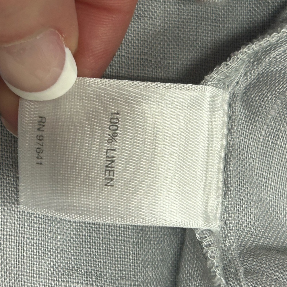 J. Jill Women’s Gray Love Linen Essential Long‎ Sleeve Button Down Shirt  Sz L - Picture 8 of 8
